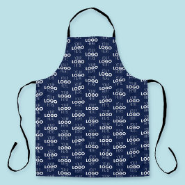ロゴまたはイメージの繰り返しパターン | ネイビーブルー エプロン