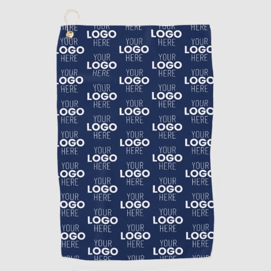 ロゴまたはイメージの繰り返しパターン | ネイビーブルー ゴルフタオル (正面)
