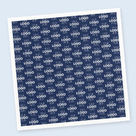 ロゴまたはイメージの繰り返しパターン | ネイビーブルー スタンダードカクテルナプキン