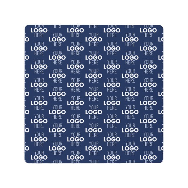 ロゴまたはイメージの繰り返しパターン | ネイビーブルー メタルプリント (正面)