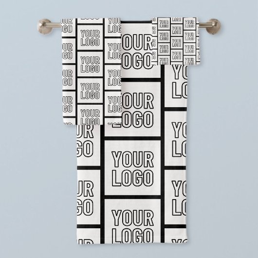 ロゴまたはイメージの繰り返しパターン バスタオルセット