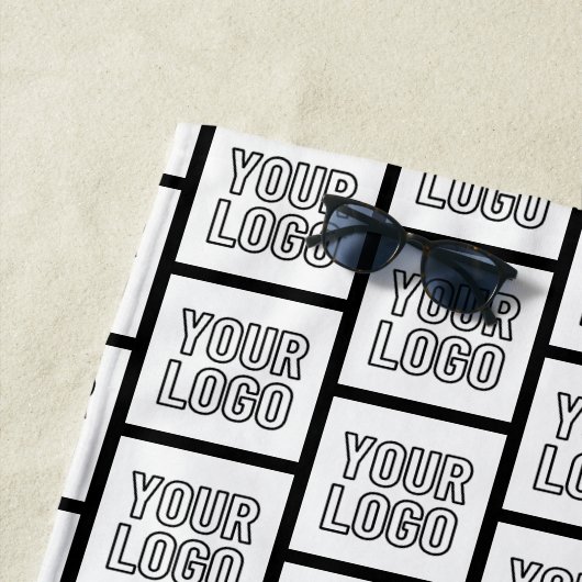 ロゴまたはイメージの繰り返しパターン ビーチタオル (インサイチュ)