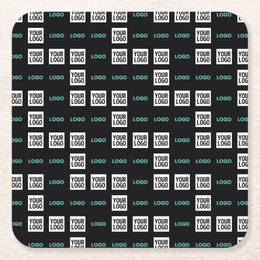 ロゴまたはイメージ | ジグザグパターン（2イメージあり） スクエアペーパーコースター (正面)