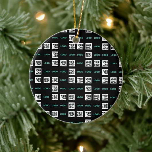 ロゴまたはイメージ | ジグザグパターン(2イメージあり) セラミックオーナメント (ツリー)