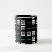 ロゴまたはイメージ | ジグザグパターン(2イメージあり) ツートーンマグカップ (中央)