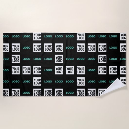 ロゴまたはイメージ | ジグザグパターン（2イメージあり） ビーチタオル (正面)