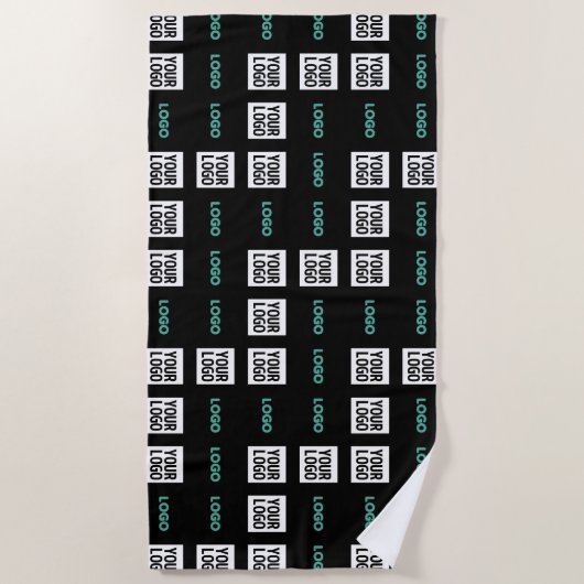 ロゴまたはイメージ | ジグザグパターン（2イメージあり） ビーチタオル (正面)