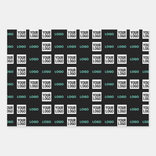 ロゴまたはイメージ | ジグザグパターン（2イメージあり） ラッピングペーパーシート (正面)