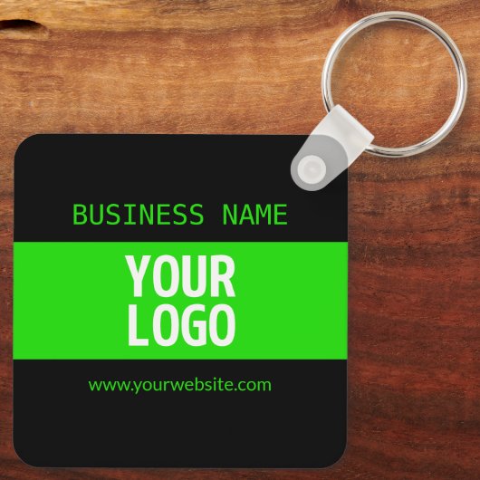 ロゴまたはイメージ | 黒と明るい緑 キーホルダー (裏面)