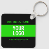 ロゴまたはイメージ | 黒と明るい緑 キーホルダー (裏面)