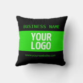 ロゴまたはイメージ | 黒と明るい緑 クッション (裏面)