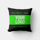 ロゴまたはイメージ | 黒と明るい緑 クッション (正面)