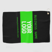 ロゴまたはイメージ | 黒と明るい緑 ゴルフタオル (横)