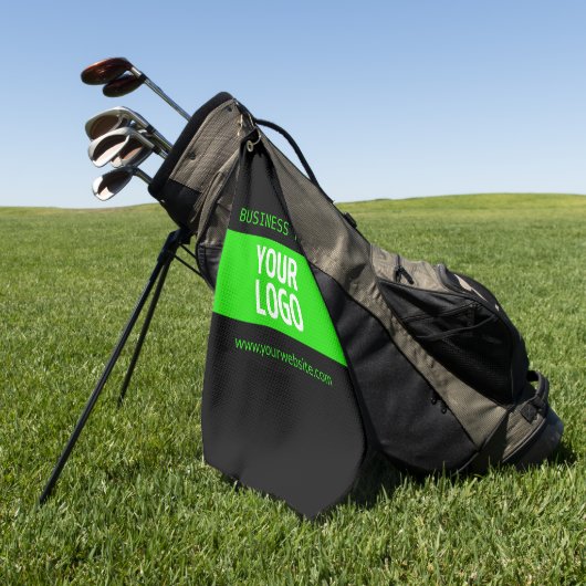 ロゴまたはイメージ | 黒と明るい緑 ゴルフタオル (グリーン)