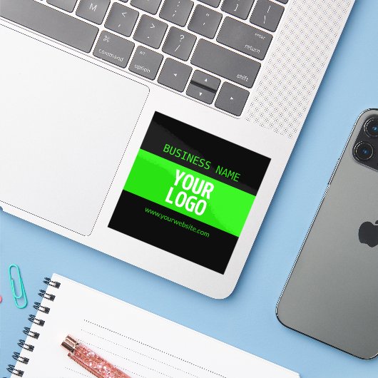 ロゴまたはイメージ | 黒と明るい緑 シール (ノートパソコンとiPhone)