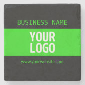 ロゴまたはイメージ | 黒と明るい緑 ストーンコースター (正面)