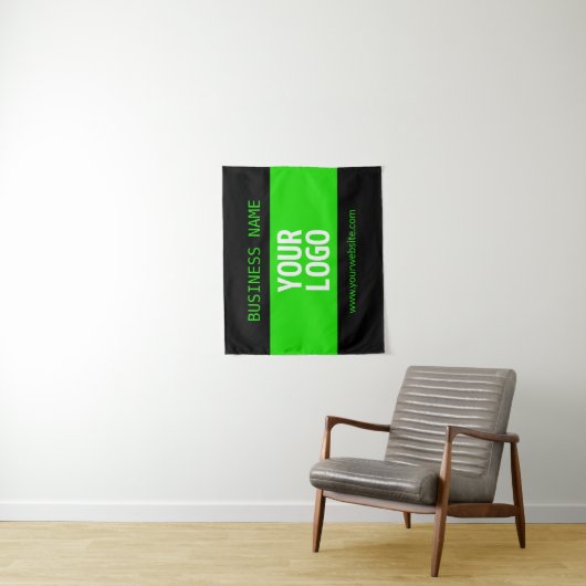 ロゴまたはイメージ | 黒と明るい緑 タペストリー (インサイチュ)