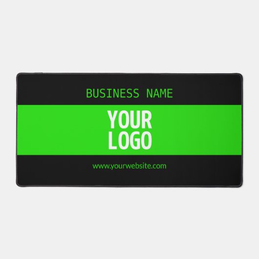 ロゴまたはイメージ | 黒と明るい緑 デスクマット (正面)
