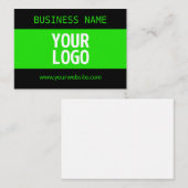 ロゴまたはイメージ | 黒と明るい緑 ノートカード (正面/裏面)