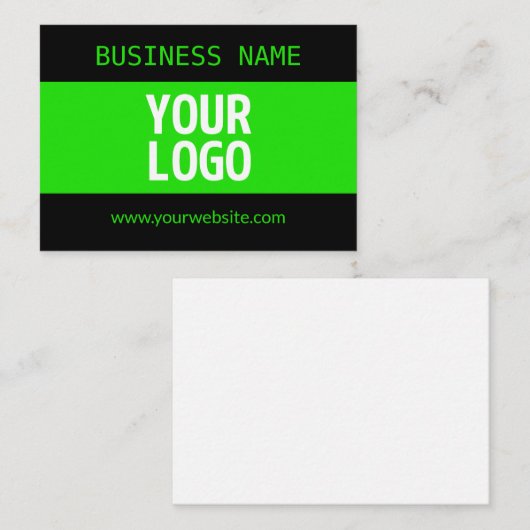 ロゴまたはイメージ | 黒と明るい緑 ノートカード (正面/裏面)