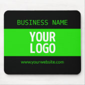 ロゴまたはイメージ | 黒と明るい緑 マウスパッド (正面)