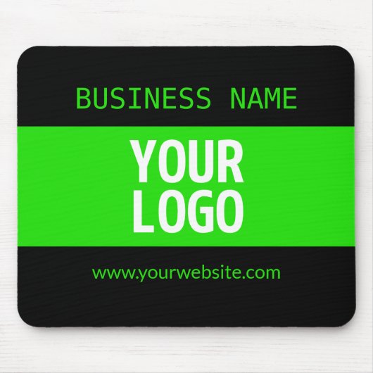 ロゴまたはイメージ | 黒と明るい緑 マウスパッド (正面)