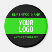 ロゴまたはイメージ | 黒と明るい緑 マグネット (正面)