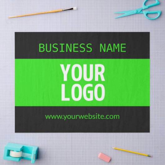 ロゴまたはイメージ | 黒と明るい緑 薄葉紙 (クラフト)