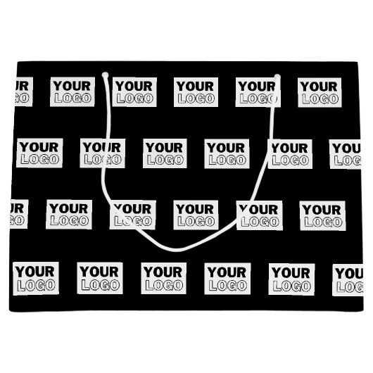 ロゴまたはデザイン | 編集可能なカラーバックグラウンド ラージペーパーバッグ (正面)