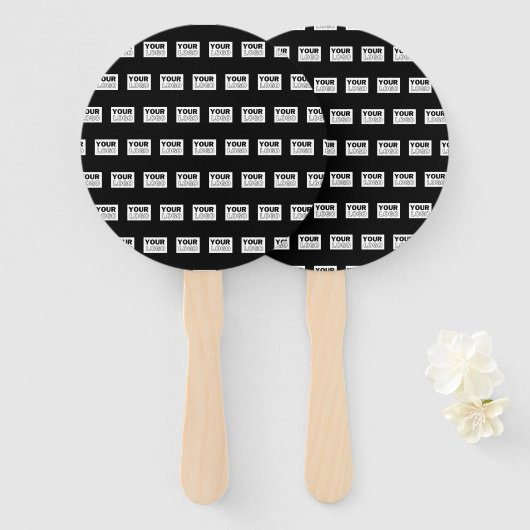 ロゴまたはデザイン |編集可能な色の背景 ハンドファン (正面&裏面)