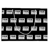 ロゴまたはデザイン |編集可能な色の背景 ラージペーパーバッグ (裏面)