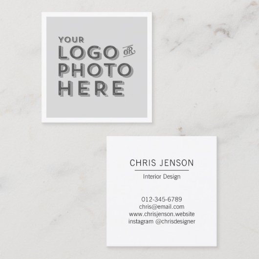 ロゴまたはフォトシンプルプロフェッショナル スクエア名刺 (正面/裏面)