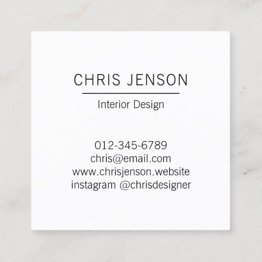 ロゴまたはフォトシンプルプロフェッショナル スクエア名刺 (裏面)