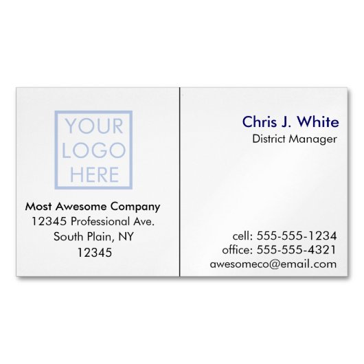 ロゴまたはフォトシンプルプロフェッショナル マグネット名刺 (正面)