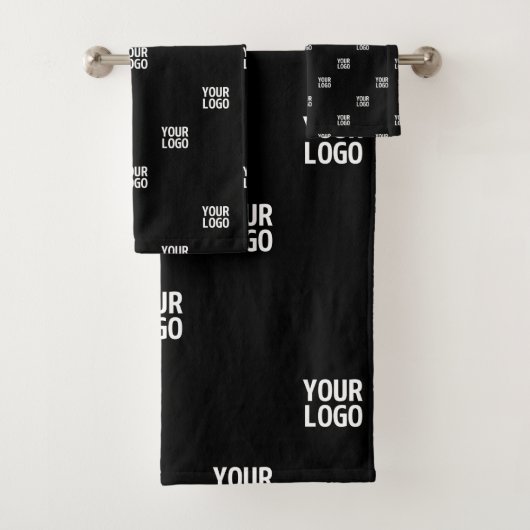 ロゴまたは任意の画像 | 対角線ストライプ線 バスタオルセット (インサイチュ)