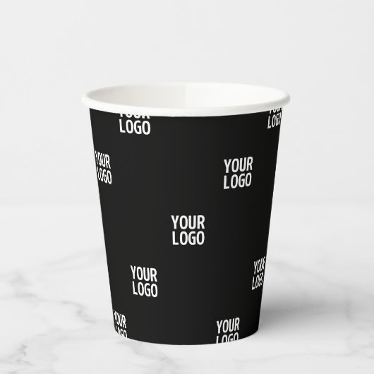 ロゴまたは任意の画像 | 対角線ストライプ線 紙コップ (左)