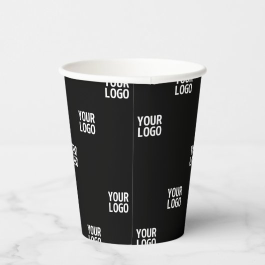 ロゴまたは任意の画像 | 対角線ストライプ線 紙コップ (右)