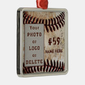 ロゴまたは写真野球パーソナライズされたオーナメント メタルオーナメント (右)