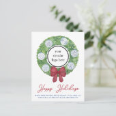 ロゴまたは写真 ビジネス ハッピー ホリデー メッセージ ポストカード (スタンド正面)