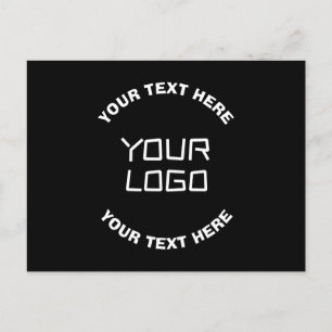 ロゴまたは画像と編集可能なテキスト 黒と白 ポストカード