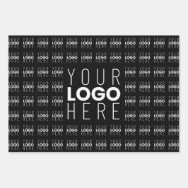 ロゴまたは画像のタイリングパターン 大きな中央ロゴ ラッピングペーパーシート