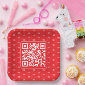 ロゴまたは画像をタイル表示したカスタマイズ可能なQRコード ペーパープレート (パーティー)