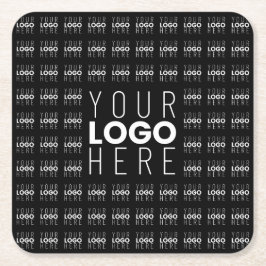 ロゴまたは画像タイル模様の大きな中央のロゴ スクエアペーパーコースター