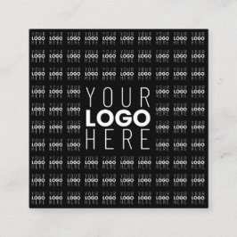 ロゴまたは画像タイル模様の大きな中央のロゴ スクエア名刺