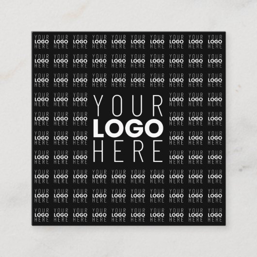 ロゴまたは画像タイル模様の大きな中央のロゴ スクエア名刺 (正面)