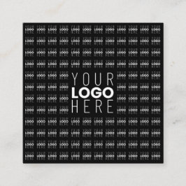 ロゴまたは画像タイル模様の大きな中央のロゴ スクエア名刺