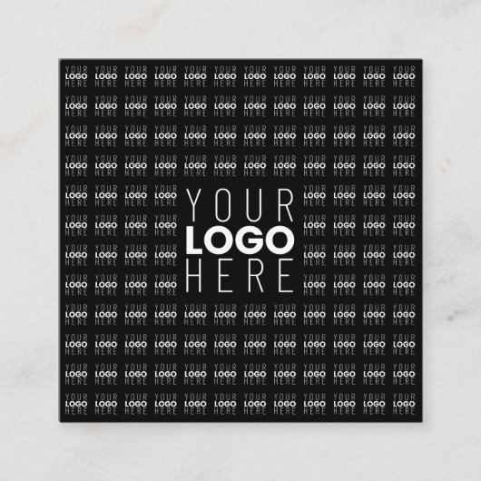 ロゴまたは画像タイル模様の大きな中央のロゴ スクエア名刺 (正面)