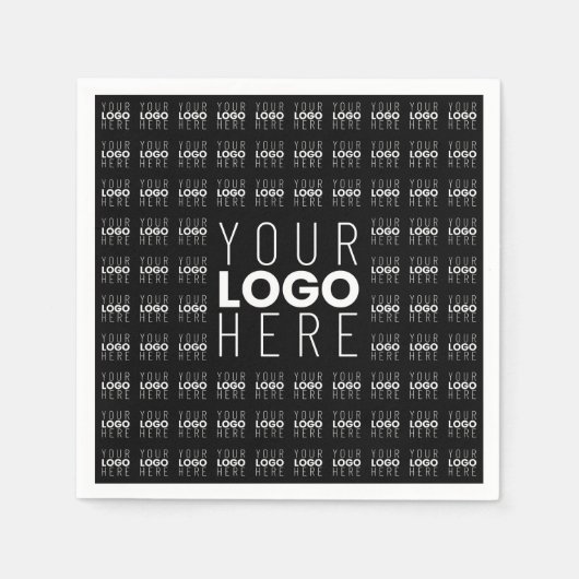 ロゴまたは画像タイル模様の大きな中央のロゴ スタンダードカクテルナプキン (正面)