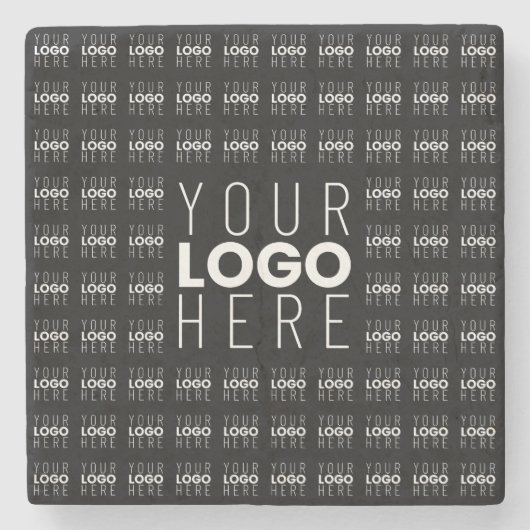 ロゴまたは画像タイル模様の大きな中央のロゴ ストーンコースター (正面)