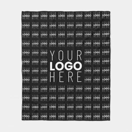 ロゴまたは画像タイル模様の大きな中央のロゴ フリースブランケット (正面)